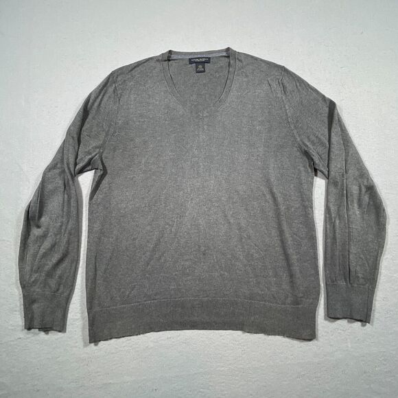 Banana Republic Sweater Men's L Luxury‎ Blend Cashmere Silk Long Sleeve V Neck - Picture 1 of 9